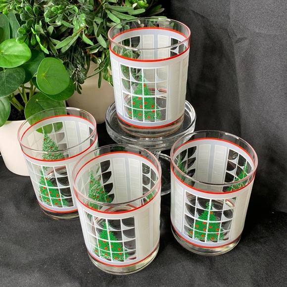 4 VTG WAECHTERSBACH Christmas Tree & window Old Fashioned 12oz Low Ball glasses - Picture 4 of 8